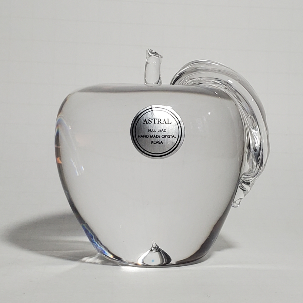 ASTRAL Full Lead Handmade Crystal Apple Paperweight Figurine Clear Art Glass New
